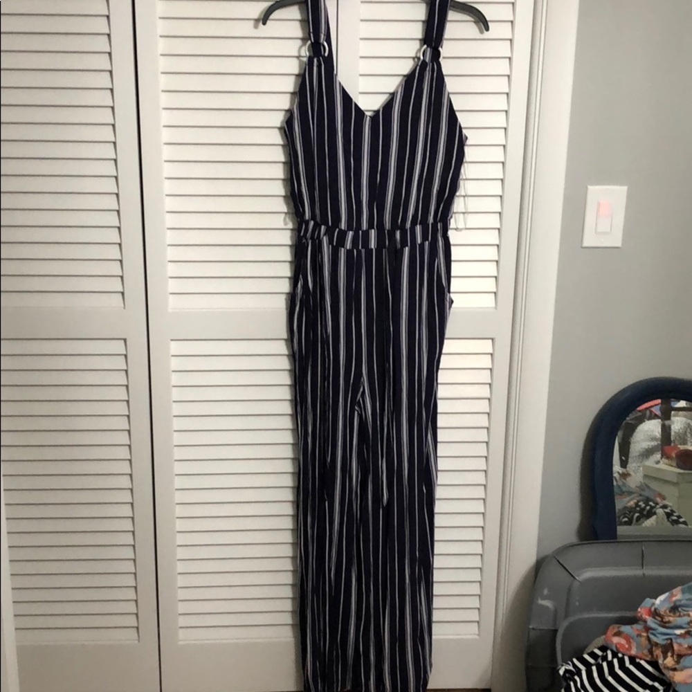Stripped Jumpsuit with Pockets